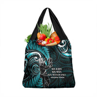 New Zealand Tiki Tennis Grocery Bag Aotearoa Tenehi Maori Silver Fern - Turquoise