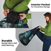 New Zealand Tiki Tennis Grocery Bag Aotearoa Tenehi Maori Silver Fern - Turquoise