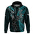 New Zealand Tiki Tennis Hoodie 2024 Aotearoa Tenehi Maori Silver Fern - Turquoise LT14 Pullover Hoodie Turquoise - Polynesian Pride