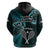 New Zealand Tiki Tennis Hoodie 2024 Aotearoa Tenehi Maori Silver Fern - Turquoise LT14 - Polynesian Pride