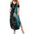 New Zealand Tiki Tennis Summer Maxi Dress 2024 Aotearoa Tenehi Maori Silver Fern - Turquoise LT14 Women Turquoise - Polynesian Pride