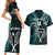 Custom New Zealand Tiki Tennis Couples Matching Short Sleeve Bodycon Dress and Hawaiian Shirt 2024 Aotearoa Tenehi Maori Silver Fern - Turquoise LT14 - Polynesian Pride