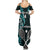 Custom New Zealand Tiki Tennis Summer Maxi Dress 2024 Aotearoa Tenehi Maori Silver Fern - Turquoise LT14 - Polynesian Pride