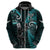 Custom New Zealand Tiki Tennis Zip Hoodie 2024 Aotearoa Tenehi Maori Silver Fern - Turquoise LT14 - Polynesian Pride