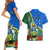 Personalised Halo Olaketa Solomon Islands Couples Matching Short Sleeve Bodycon Dress and Hawaiian Shirt Coat Of Arms With Tropical Flowers Flag Style LT14 - Polynesian Pride