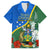 Personalised Halo Olaketa Solomon Islands Family Matching Long Sleeve Bodycon Dress and Hawaiian Shirt Coat Of Arms With Tropical Flowers Flag Style LT14 Dad's Shirt - Short Sleeve Green - Polynesian Pride