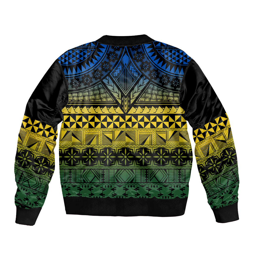 Halo Olaketa Solomon Islands Bomber Jacket Melanesian Tribal Pattern Gradient Version LT14 - Polynesian Pride