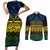 Halo Olaketa Solomon Islands Couples Matching Short Sleeve Bodycon Dress and Long Sleeve Button Shirt Melanesian Tribal Pattern Gradient Version LT14 Black - Polynesian Pride