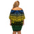 Halo Olaketa Solomon Islands Family Matching Off Shoulder Short Dress and Hawaiian Shirt Melanesian Tribal Pattern Gradient Version LT14 - Polynesian Pride