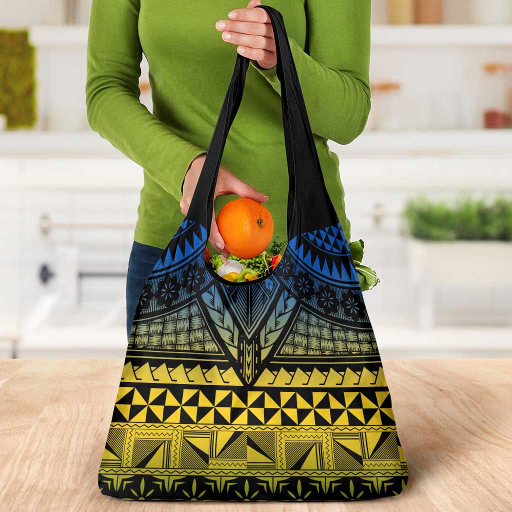 Halo Olaketa Solomon Islands Grocery Bag Melanesian Tribal Pattern Gradient Version