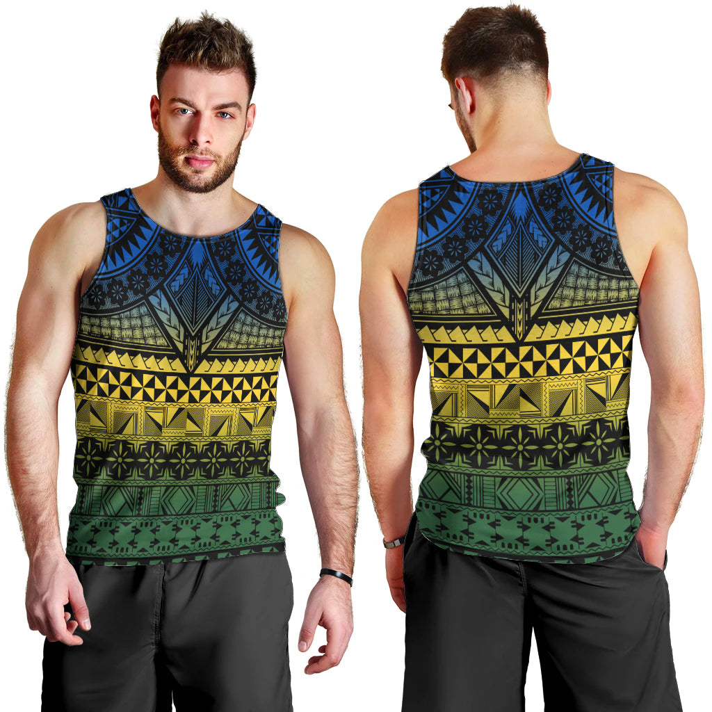 Halo Olaketa Solomon Islands Men Tank Top Melanesian Tribal Pattern Gradient Version LT14 - Polynesian Pride