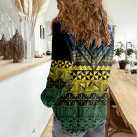 Halo Olaketa Solomon Islands Women Casual Shirt Melanesian Tribal Pattern Gradient Version LT14 - Polynesian Pride