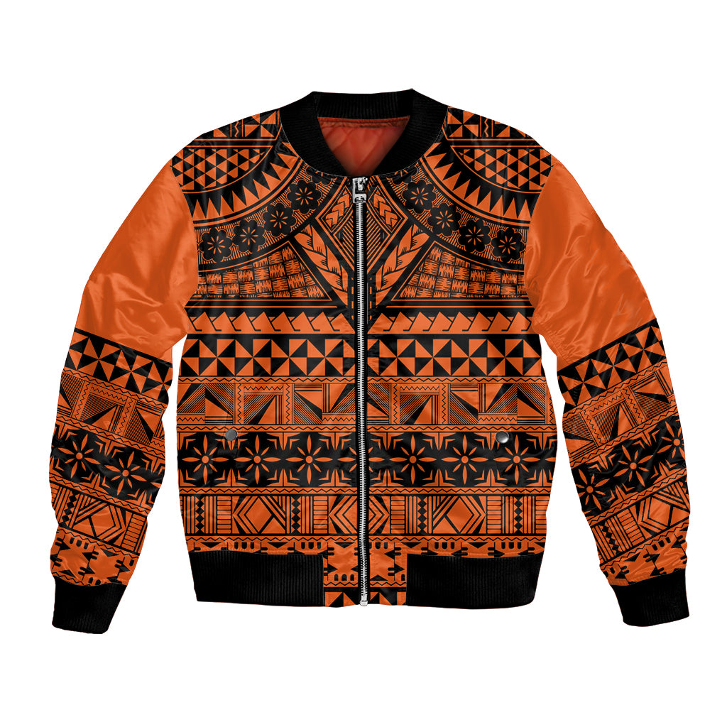 Halo Olaketa Solomon Islands Bomber Jacket Melanesian Tribal Pattern Orange Version LT14 Unisex Orange - Polynesian Pride