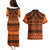 Halo Olaketa Solomon Islands Couples Matching Puletasi and Hawaiian Shirt Melanesian Tribal Pattern Orange Version LT14 - Polynesian Pride