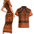 Halo Olaketa Solomon Islands Couples Matching Short Sleeve Bodycon Dress and Hawaiian Shirt Melanesian Tribal Pattern Orange Version LT14 - Polynesian Pride