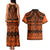 Halo Olaketa Solomon Islands Couples Matching Tank Maxi Dress and Hawaiian Shirt Melanesian Tribal Pattern Orange Version LT14 - Polynesian Pride