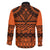 Halo Olaketa Solomon Islands Family Matching Off Shoulder Long Sleeve Dress and Hawaiian Shirt Melanesian Tribal Pattern Orange Version LT14 - Polynesian Pride