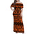 Halo Olaketa Solomon Islands Family Matching Off Shoulder Maxi Dress and Hawaiian Shirt Melanesian Tribal Pattern Orange Version LT14 Mom's Dress Orange - Polynesian Pride