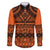 Halo Olaketa Solomon Islands Family Matching Puletasi and Hawaiian Shirt Melanesian Tribal Pattern Orange Version LT14 Dad's Shirt - Long Sleeve Orange - Polynesian Pride