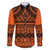 Halo Olaketa Solomon Islands Family Matching Short Sleeve Bodycon Dress and Hawaiian Shirt Melanesian Tribal Pattern Orange Version LT14 Dad's Shirt - Long Sleeve Orange - Polynesian Pride