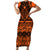 Halo Olaketa Solomon Islands Family Matching Short Sleeve Bodycon Dress and Hawaiian Shirt Melanesian Tribal Pattern Orange Version LT14 Mom's Dress Orange - Polynesian Pride