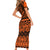 Halo Olaketa Solomon Islands Family Matching Short Sleeve Bodycon Dress and Hawaiian Shirt Melanesian Tribal Pattern Orange Version LT14 - Polynesian Pride