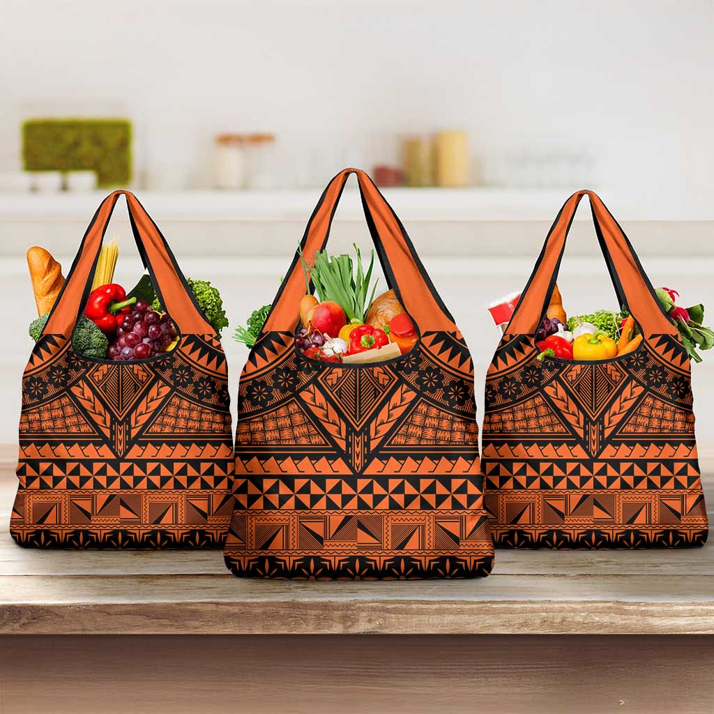 Halo Olaketa Solomon Islands Grocery Bag Melanesian Tribal Pattern Orange Version