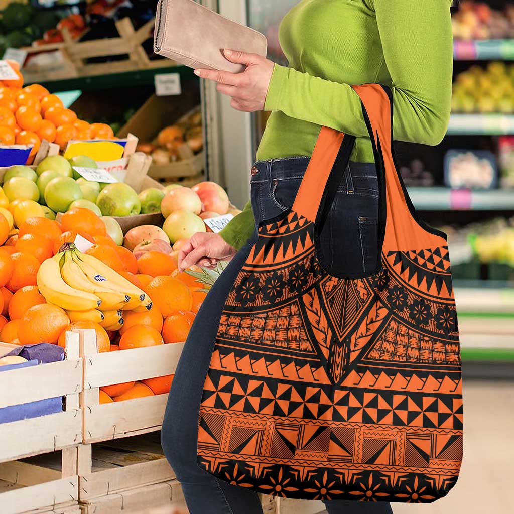 Halo Olaketa Solomon Islands Grocery Bag Melanesian Tribal Pattern Orange Version