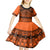 Halo Olaketa Solomon Islands Kid Short Sleeve Dress Melanesian Tribal Pattern Orange Version LT14 - Polynesian Pride