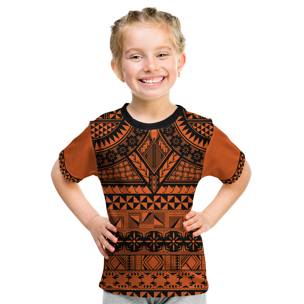 Halo Olaketa Solomon Islands Kid T Shirt Melanesian Tribal Pattern Orange Version LT14 Orange - Polynesian Pride