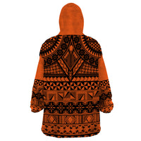 Halo Olaketa Solomon Islands Wearable Blanket Hoodie Melanesian Tribal Pattern Orange Version LT14 - Polynesian Pride