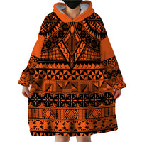 Halo Olaketa Solomon Islands Wearable Blanket Hoodie Melanesian Tribal Pattern Orange Version LT14 - Polynesian Pride