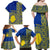 Fakaalofa Lahi Atu Niue Family Matching Off Shoulder Maxi Dress and Hawaiian Shirt Niuean Map With Hiapo Pattern Blue Version LT14 - Polynesian Pride