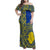 Fakaalofa Lahi Atu Niue Family Matching Off Shoulder Maxi Dress and Hawaiian Shirt Niuean Map With Hiapo Pattern Blue Version LT14 Mom's Dress Blue - Polynesian Pride