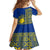 Fakaalofa Lahi Atu Niue Family Matching Off Shoulder Short Dress and Hawaiian Shirt Niuean Map With Hiapo Pattern Blue Version LT14 - Polynesian Pride