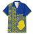 Fakaalofa Lahi Atu Niue Family Matching Off Shoulder Short Dress and Hawaiian Shirt Niuean Map With Hiapo Pattern Blue Version LT14 Dad's Shirt - Short Sleeve Blue - Polynesian Pride