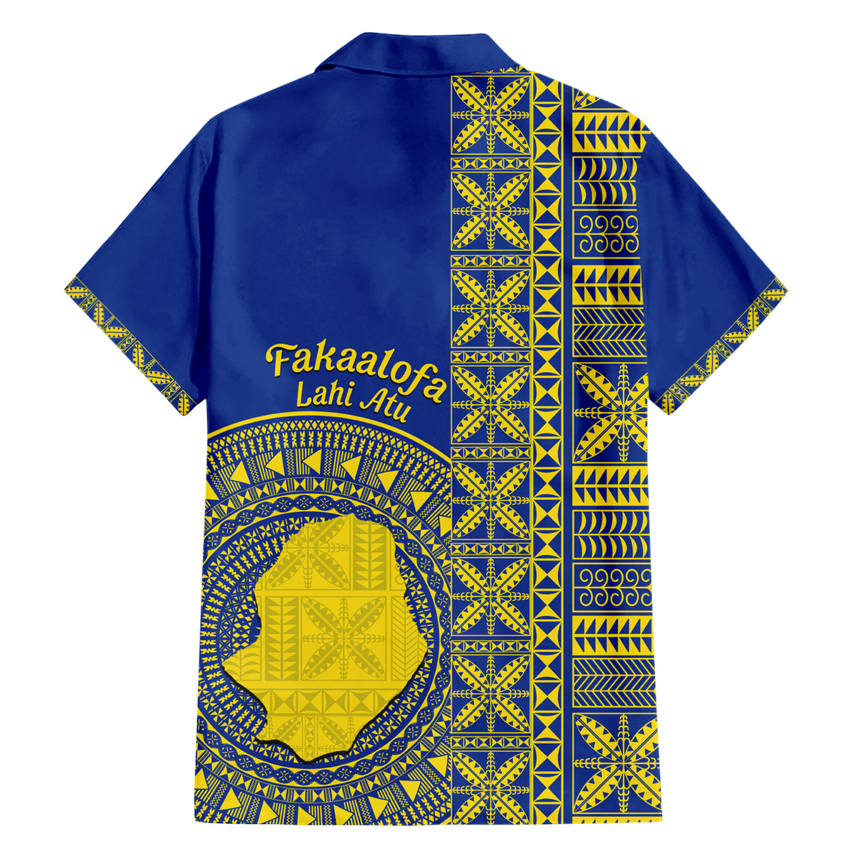 Fakaalofa Lahi Atu Niue Family Matching Short Sleeve Bodycon Dress and Hawaiian Shirt Niuean Map With Hiapo Pattern Blue Version LT14 - Polynesian Pride