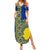 Fakaalofa Lahi Atu Niue Family Matching Summer Maxi Dress and Hawaiian Shirt Niuean Map With Hiapo Pattern Blue Version LT14 Mom's Dress Blue - Polynesian Pride