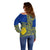 Fakaalofa Lahi Atu Niue Off Shoulder Sweater Niuean Map With Hiapo Pattern Blue Version LT14 - Polynesian Pride