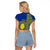 Fakaalofa Lahi Atu Niue Raglan Cropped T Shirt Niuean Map With Hiapo Pattern Blue Version LT14 - Polynesian Pride