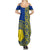 Fakaalofa Lahi Atu Niue Summer Maxi Dress Niuean Map With Hiapo Pattern Blue Version LT14 - Polynesian Pride