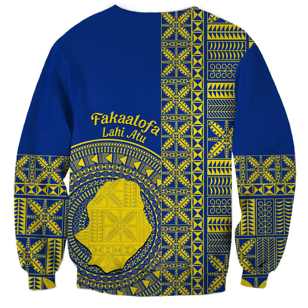 Fakaalofa Lahi Atu Niue Sweatshirt Niuean Map With Hiapo Pattern Blue Version LT14 - Polynesian Pride