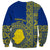 Fakaalofa Lahi Atu Niue Sweatshirt Niuean Map With Hiapo Pattern Blue Version LT14 - Polynesian Pride