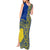 Fakaalofa Lahi Atu Niue Tank Maxi Dress Niuean Map With Hiapo Pattern Blue Version LT14 - Polynesian Pride