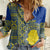 Fakaalofa Lahi Atu Niue Women Casual Shirt Niuean Map With Hiapo Pattern Blue Version LT14 Female Blue - Polynesian Pride