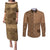 Fakaalofa Lahi Atu Niue Couples Matching Puletasi and Long Sleeve Button Shirt Vintage Hiapo Pattern Brown Version LT14 Brown - Polynesian Pride