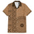 Fakaalofa Lahi Atu Niue Family Matching Off Shoulder Short Dress and Hawaiian Shirt Vintage Hiapo Pattern Brown Version LT14 Dad's Shirt - Short Sleeve Brown - Polynesian Pride