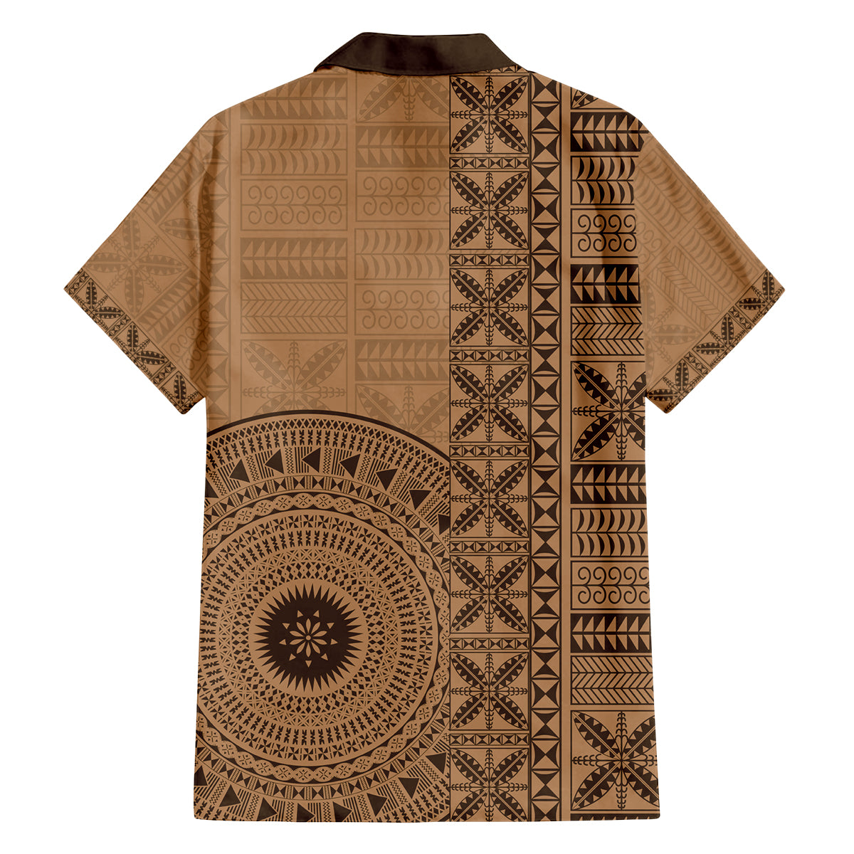 Fakaalofa Lahi Atu Niue Family Matching Tank Maxi Dress and Hawaiian Shirt Vintage Hiapo Pattern Brown Version LT14 - Polynesian Pride