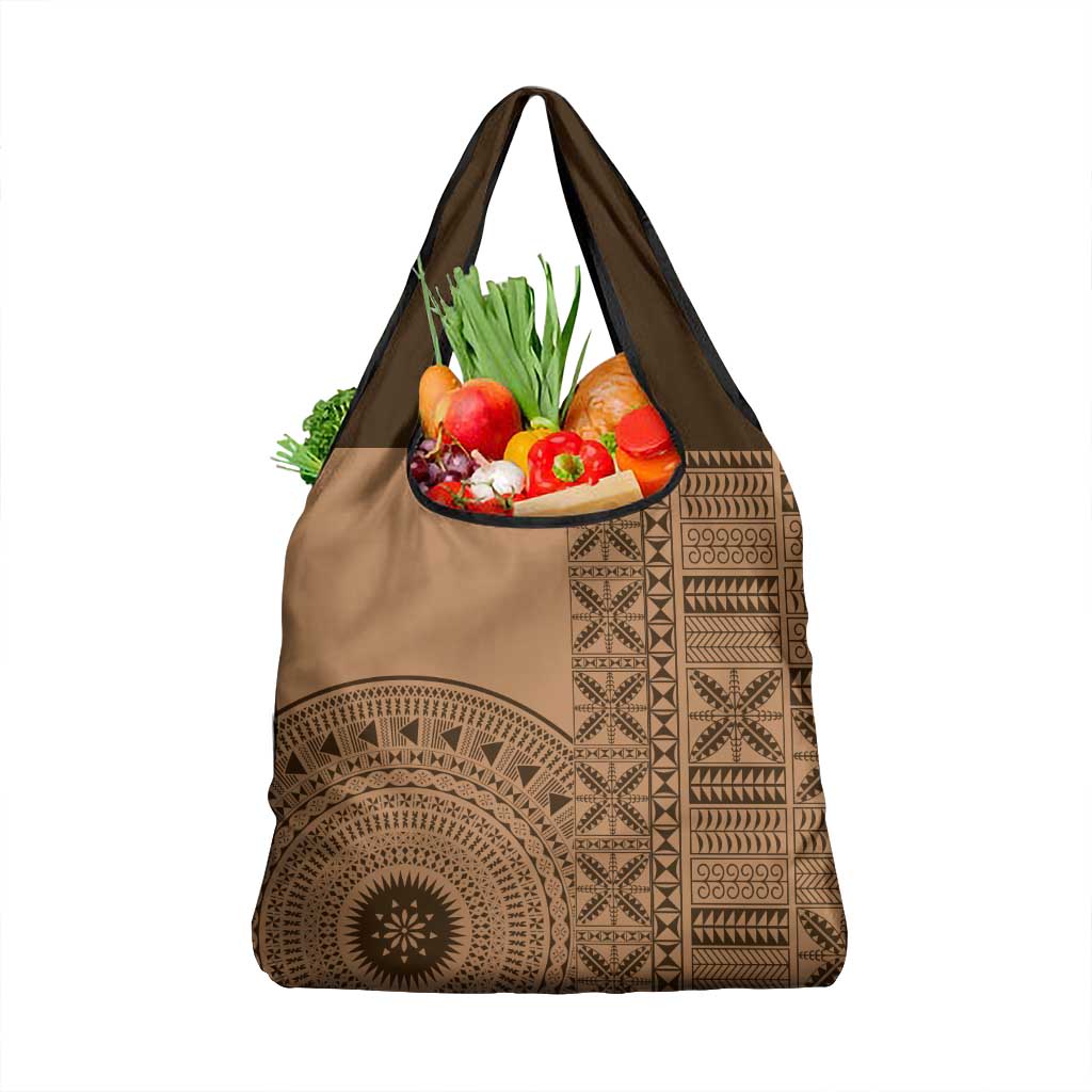 Fakaalofa Lahi Atu Niue Grocery Bag Vintage Hiapo Pattern Brown Version