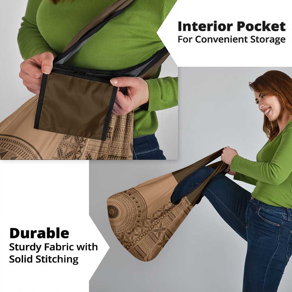 Fakaalofa Lahi Atu Niue Grocery Bag Vintage Hiapo Pattern Brown Version